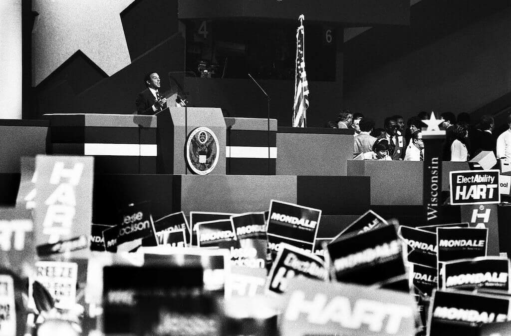 Andrew Young speaking at the 1984 Democratic National Convention.